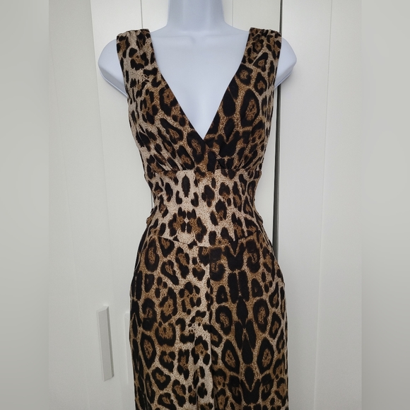NWOT Rare Unique Vintage Sleeveless Knit Leopard Print Montgomery Jumpsuit - Picture 13 of 14